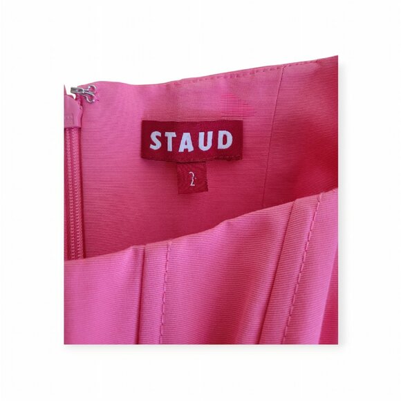 STAUD Landscape Corset Mini Dress in Lollipop Pink Size 2 Cotton Blend NWOT - Picture 6 of 14